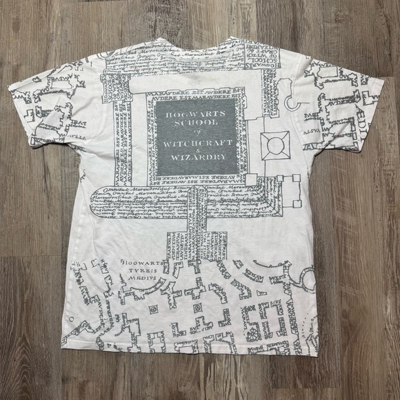 White Harry Potter Marauder's Map Graphic T-Shirt aop men’s L - Picture 2 of 5